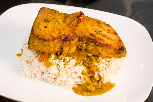 Curry Fish Over White Rice